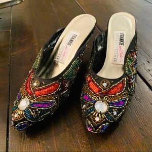 Vintage Jeweled Mules low heel shoes